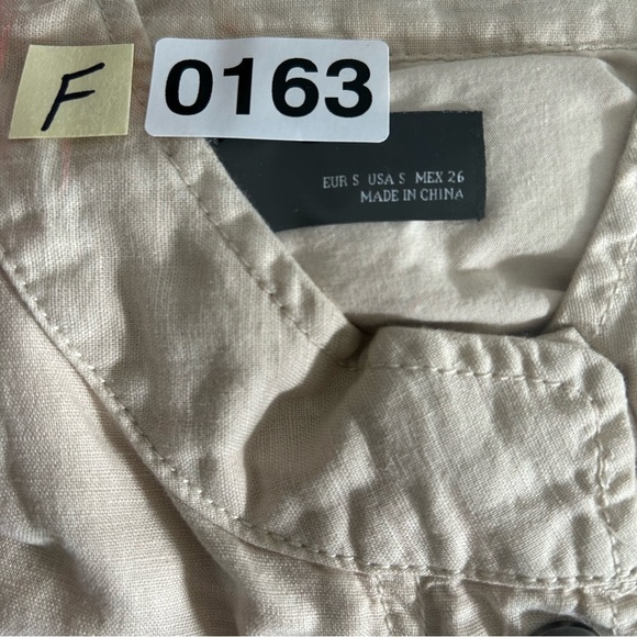 ZARA Linen Blend Utility Cargo Jacket Small Women Neutral Beige Lightweight - Picture 11 of 12